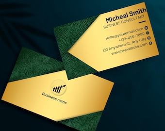 Gold Visitenkarte | Elegantes und professionelles anpassbares Design | Canva Digital Template | Moderne und professionelle Visitenkarte