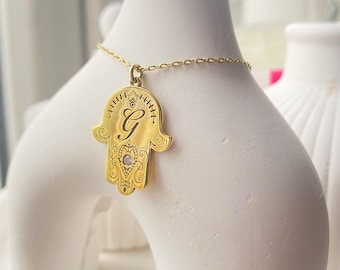 Personalized Hamsa Necklace 925 Sterling Silver