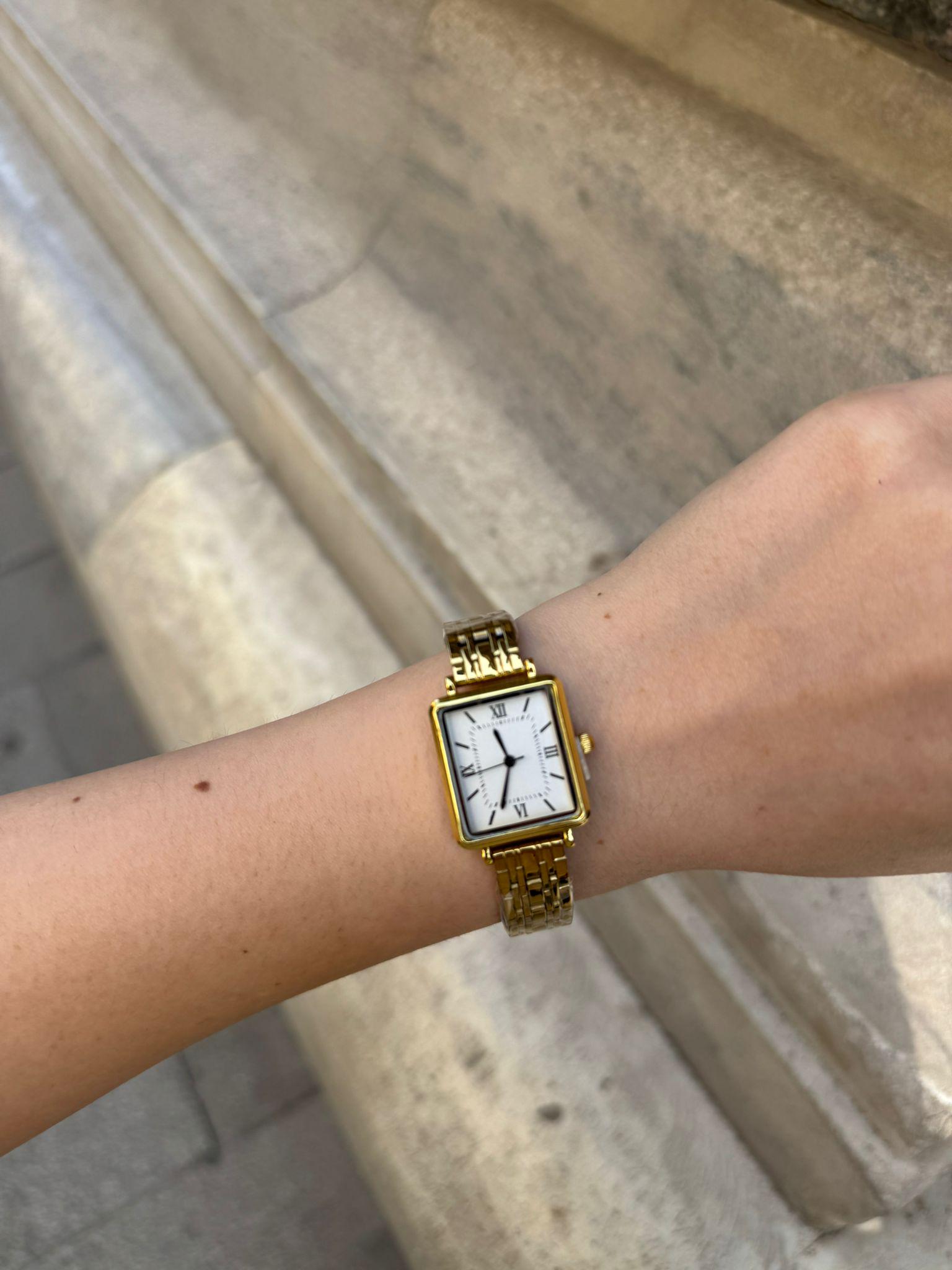 Two-Tone Square Dial Wristwatch with Roman Numerals Classic Rectangular Roman Numeral Watch | Anne Klein main image 4