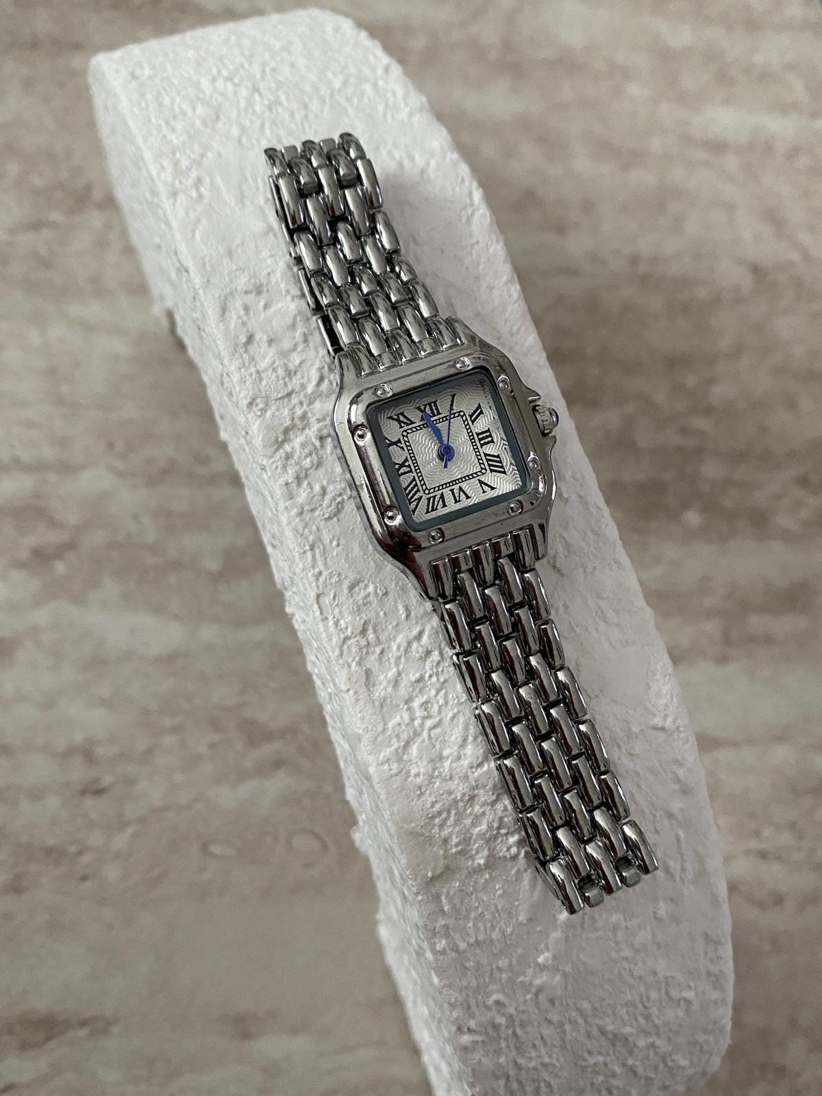 Panthere Classic vintage Rectangle Stainless Steel Watch Vintage Cartier Panthere Watch - Etsy main image 3