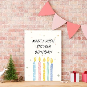 Faça um pedido, é seu cartão de aniversário | Cartão de aniversário digital | Cartão de desejos de aniversário para impressão | Cartão de aniversário para ele e ela