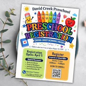 enroll template,editable flyer,school enrollment,qr code flyer,canva school flyer,preschool,preschool sign,school office form,preschool flyer,school registration,registration poster,enrollment poster,admin template