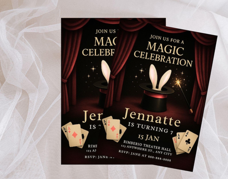 Magic Invitation Gif Editable Magic Birthday Invitation: Magician Theme Party (digital ...