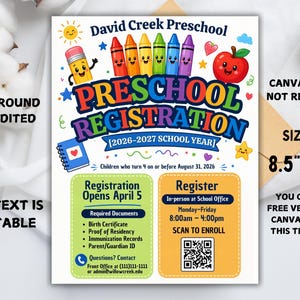 enroll template,editable flyer,school enrollment,qr code flyer,canva school flyer,preschool,preschool sign,school office form,preschool flyer,school registration,registration poster,enrollment poster,admin template