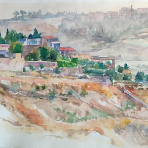Jerusalem - Neighborhood on the Temple Mount - Original Watercolor