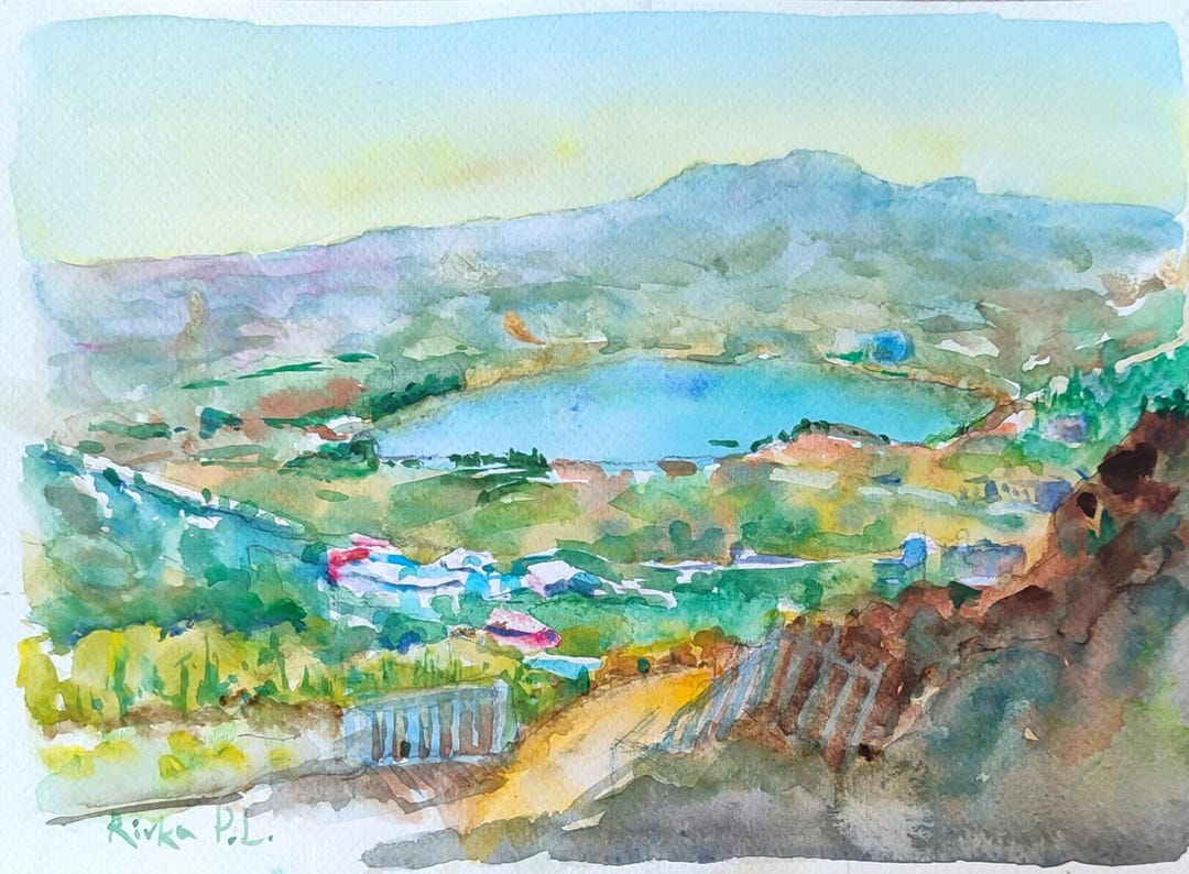 Original Watercolor - Birkat Ram & Golan Heights Summer 2021 קיץ 2021 ...