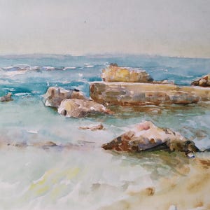 Original Watercolor - Ancient Caesarea Port
