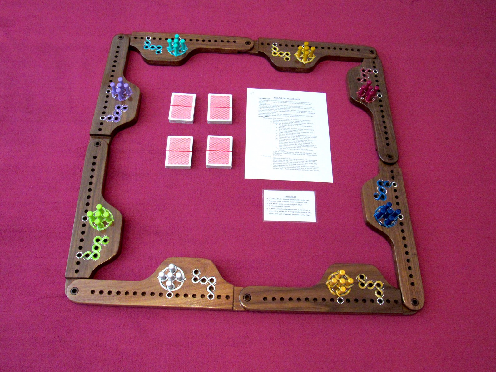 Pegs and Jokers 8 Walnut Artistic Etsy