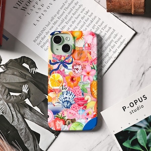 Collage Style Floral Handy Hülle Für iPhone 15 Hülle, Süß und Trendy iPhone 16 15 14 13 12 11 Xs Max Pro Plus Mini Hülle Abschlussgeschenk