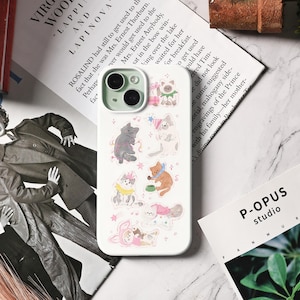 Słodkie rysunkowe zwierzęta Malowanie etui na telefon do etui iPhone Pro, etui iPhone 16 15 14 13 12 11 Xs Max Xr Pro Plus matowe etui Walentynki Dziewczęcy prezent