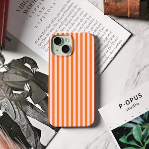 Orange randigt telefonskal för iPhone 15, estetiskt iPhone 16 15 14 13 12 11 Pro Max-skal, iPhone 16e, 15 14 Plus, Pro XR XS SE Mini-skal