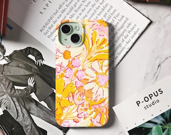Retro bloemen telefoonhoesje voor iPhone 15, Aesthetic iPhone 16 15 14 13 12 11 Pro Max-hoesje, schattig iPhone 16e-hoesje, girly iPhone Pro-hoesje