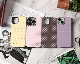 Funda para iPhone 15 con lunares y nombres personalizables, funda estética para iPhone 17, 16, 15, 14, 13 Pro Max, iPhone 16e, 15 y 14 Plus.