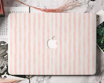 Light Pink Striped MacBook Case Cover for 2025 Air 13/15, Pro 13/14/15/16 Inch, M4 M3 M2, Air 13 A3240, MacBook Protective Cover 2024 2022