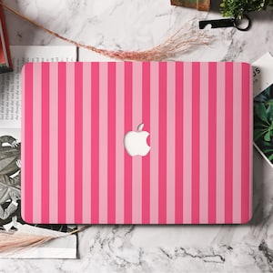 Hot Pink Striped MacBook Case Cover for Air 13/15, Pro 13/14/16 Case Mac 16 15 14 13.6 11 Inch Laptop M1 2022 M2 M3 2025 M4 A3240 Cover
