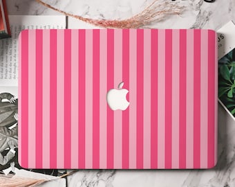 Hot Pink Striped MacBook Case Cover for Air 13/15, Pro 13/14/16 Case Mac 16 15 14 13.6 11 Inch Laptop M1 2022 M2 M3 2025 M4 A3240 Cover