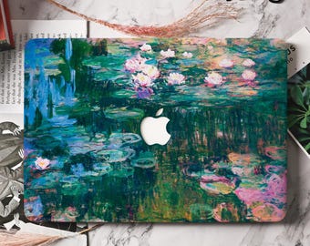Funda para MacBook con diseño de lirios de Monet para Air 13/15, Pro 13/14/15/16 pulgadas, M4 M3 M2, A3240, MacBook Nature Elegant Cover Case 2024 2022