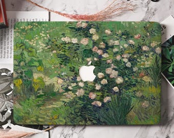 Van Gogh Roses Aesthetic MacBook Case Cover for Air 13/15, Pro 13/14/15/16 Inch, M5 M4 M3 M2,Neo A18, MacBook Nature Elegant Cover 2026 2025