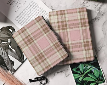 Różowa kratka, zupełnie nowe etui Kindle na Kindle Paperwhite 10/11/12, etui Kobo Libra na Kindle 7'' Colorsoft 2024, prezent dla miłośnika książek