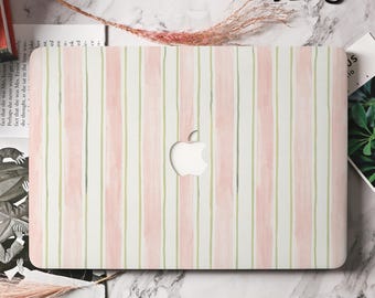Pink and White Line Minimalist Macbook Hard Protective Case for Air 13/15, Pro 13/14/15/16 Inch Retina 15 13 2025 Air 13 A3240 Laptop Cover