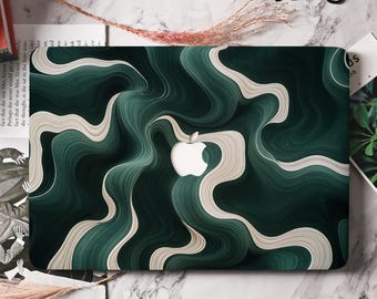 Dark Green Wave MacBook Case Cover for Air 13/15, Pro 13/14/16 Case Mac 16 15 14 13 11 Inch Laptop M1 2022 M2 M3 2025 M4 A3241 Cover