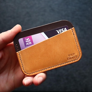 Cartera de cuero MINIMALISTA PARA TARJETAS --- Cartera de cuero minimalista totalmente hecha a mano / Cartera de viaje para tarjetas y efectivo / Cartera de cuero EDC / Cuero curtido vegetal.