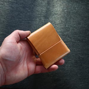 Minimalistische leren portemonnee --- EDC-kaarthouder zonder steek, reisportemonnee, dunne portemonnee, compacte portemonnee voor kaart en contant geld, Veg-tan leren portemonnee