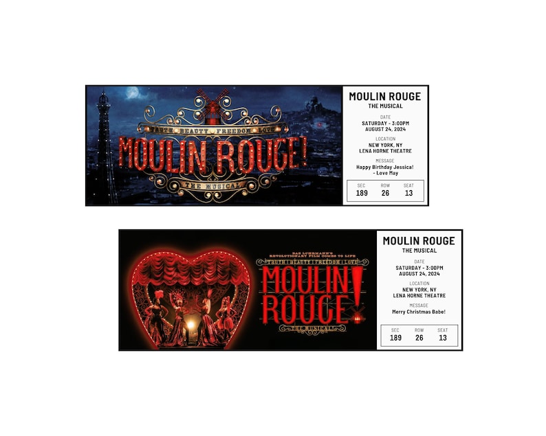 Editable Moulin Rouge Ticket Moulin Rouge Theater Custom Ticket DIY