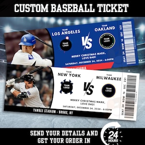 Kundenspezifische Baseball-Karten, Überraschungsgeschenk Baseball-Karte, Baseball-Karte, Baseball-Spiel Stub, personalisierte Sport-Baseball-Karten