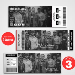 Bearbeitbares Tyler Ticket | Childers Mule Pull Tour 2025 Individuelles Ticket, DIY Geschenk Canva Vorlage