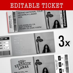 Bearbeitbares Kendrick SZA Ticket | Kendrick und SZA The Grand National Custom Ticket, DIY Geschenk Canva Vorlage