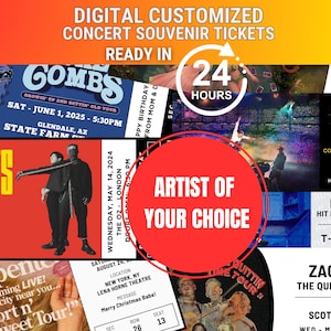 Custom Printable Concert Tickets, Download Digital Custom Personalized Concert Ticket Souvenir, Surprise Gift Holiday, Anniversary Gift