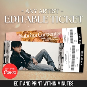 Editable Concert Ticket Template | Any Artist Custom Ticket | DIY Gift Canva Template