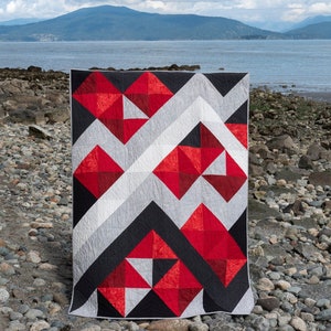 Pathways (Grey-Red Colourway) Quilt Pattern, Contemporary Quilt Pattern, Modern Quilt Pattern, Beginner Quilt Pattern