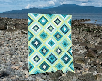 Key Lime Throw Quilt Pattern, Contemporary Quilt Pattern, Modern Quilt Pattern