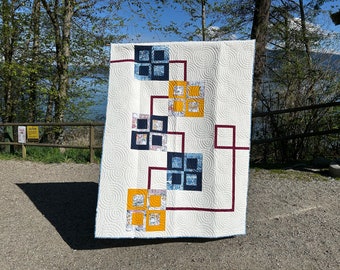 Connections Throw Quilt Pattern - Modern Quilt Pattern - Contemporary Quilt Pattern - Connections Quilt Pattern