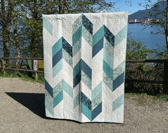 Mostly Teal Throw Quilt Kit, Contemporary quilt kit, Modern quilt kit, Beginner quilt kit