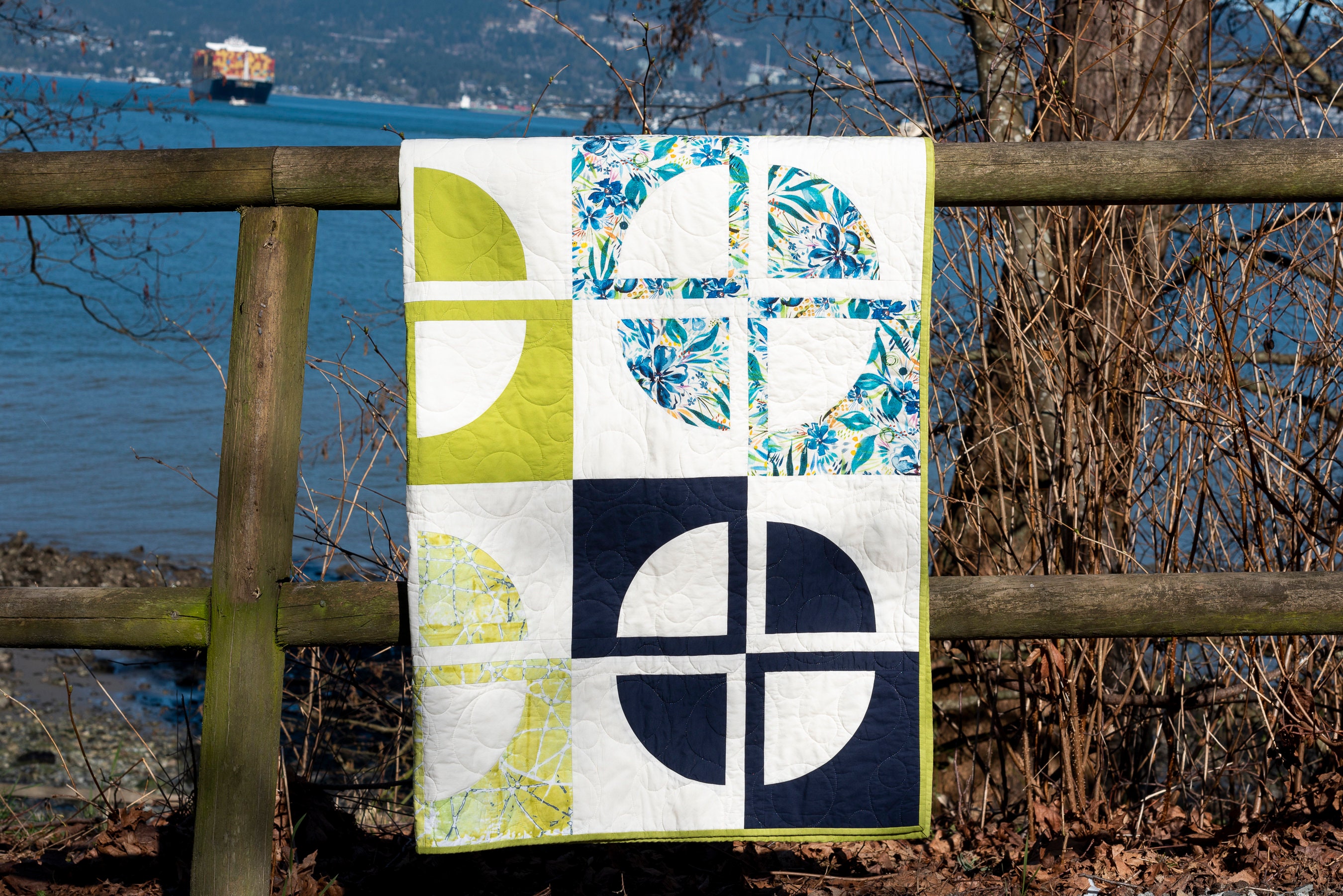 Quilt Pattern Rounded Just 'round the Corner Quilt Pattern, Contemporary Quilt Pattern ...