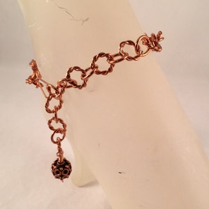 Copper Ankle Bracelet with Antique Copper 12mm Bead Charm Adjustable with Your Choice of Length and Clasp image 4