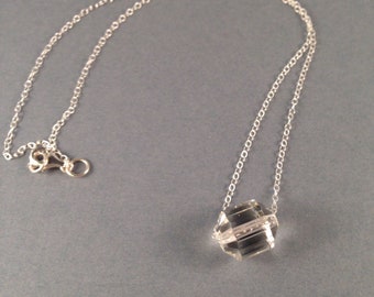 Floating Vintage Crystal on Sterling Silver 18 Inch Chain, Vintage Crystal is 14mm to 15mm Previously Thirty Dollars ON SALE