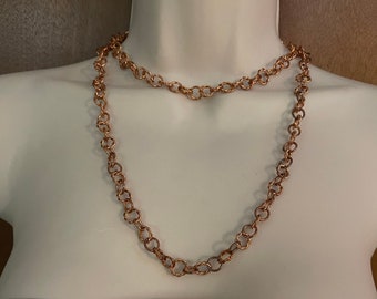 Copper Chain Handmade Adjustable with Alternating Twisted and Solid Links in your choice of Clasp and Length from 14 Inches to 37 Inches