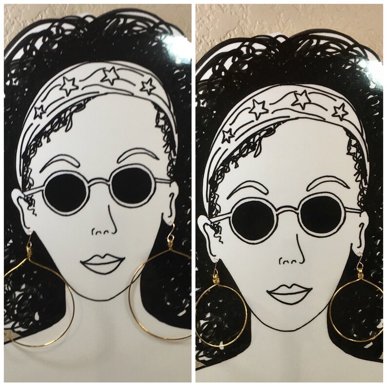 Extra Large Gold Hoop Earrings on 14kt Gold Filled Earwires, Hammered 2 Inch Diameter 3 Inch Diameter or 4 Inch Diameter Brass Hoops image 5