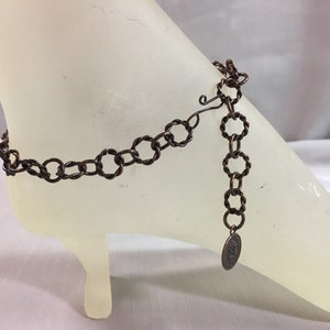 Antique Cooper Ankle Bracelet with Antique Copper Chinese Coin Charm Adjustable Handmade Anklet with Your Choice of Length and Clasp image 2