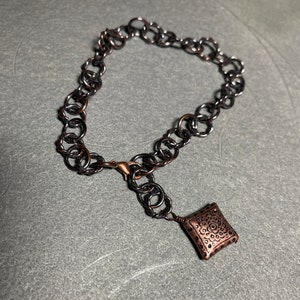 Antique Copper Anklet with Antique Copper Wire Wrapped Copper Charm 10.5 With Your Choice of Length and Clasp image 6