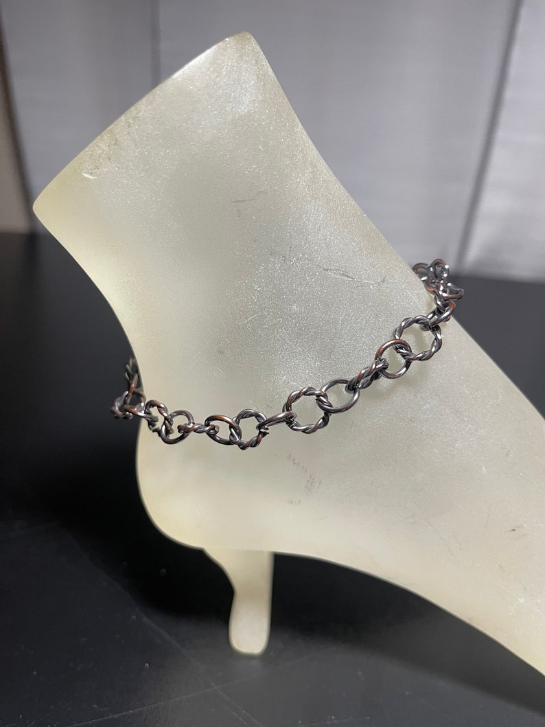 Antique Cooper Ankle Bracelet with Antique Copper Chinese Coin Charm Adjustable Handmade Anklet with Your Choice of Length and Clasp image 8