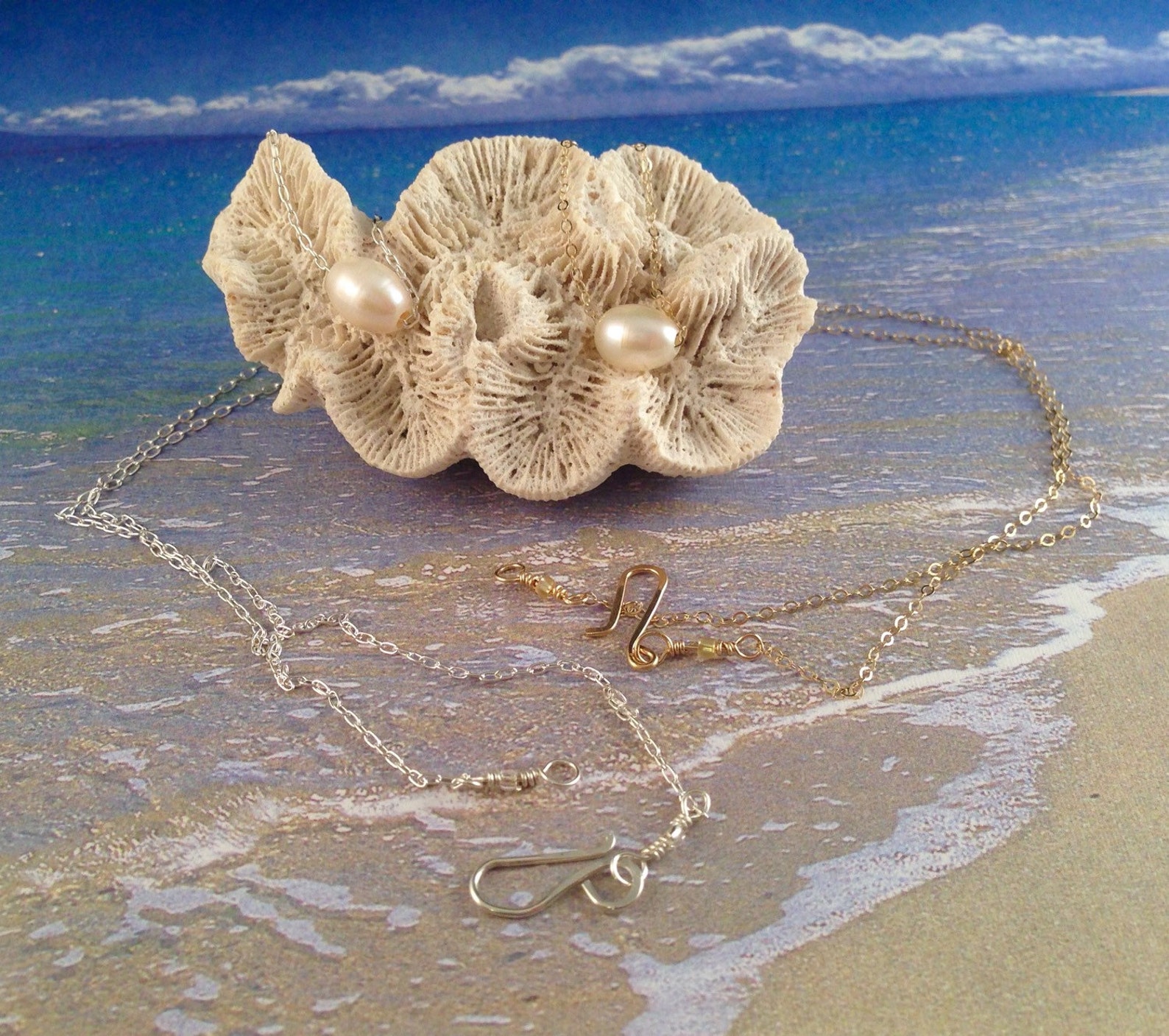 Floating Pearl Necklace on 14kt Gold Filled Chain or Sterling Etsy