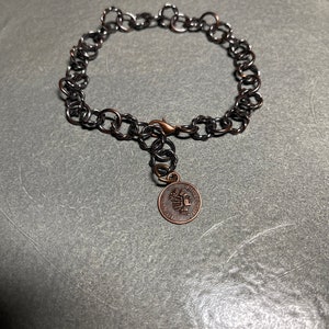 Antique Cooper Ankle Bracelet with Antique Copper Chinese Coin Charm Adjustable Handmade Anklet with Your Choice of Length and Clasp image 7