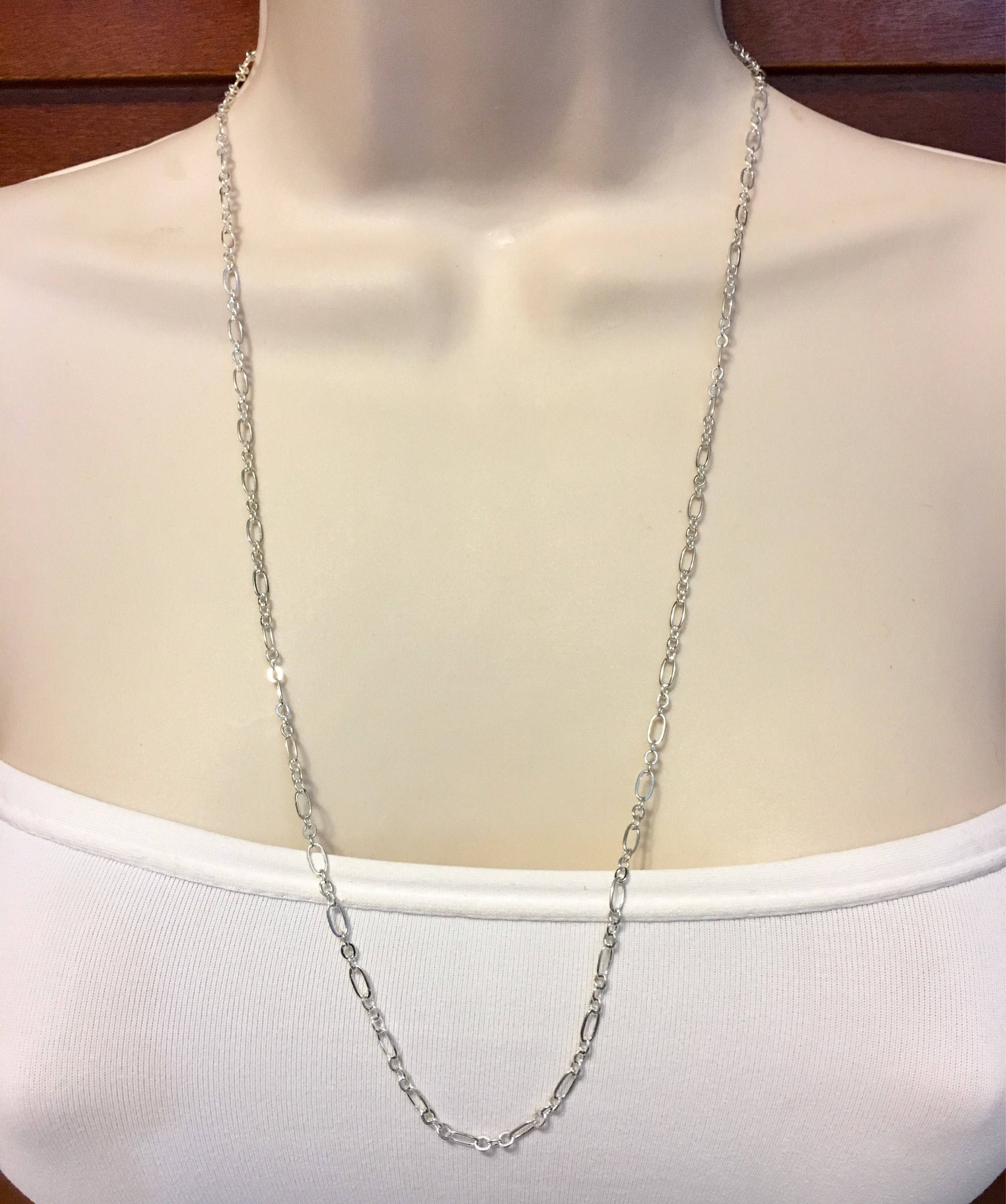 アクセサリー [el-1] Extra Long Necklace silver Long Silver Chain Available in 10 Lengths Adjustable Chain