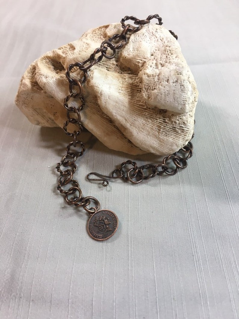 Antique Cooper Ankle Bracelet with Antique Copper Chinese Coin Charm Adjustable Handmade Anklet with Your Choice of Length and Clasp image 5