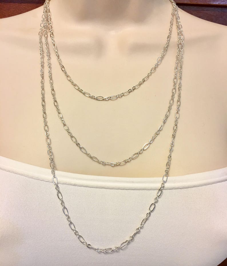 Long Silver Chain Available in 10 Lengths Adjustable Chain Minimalist Silver Chain with your choice of clasp Made to Order image 5